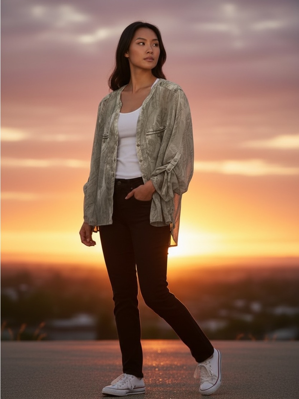 Apt. 9 Light Gray Women's Casual 2 layer blouse.